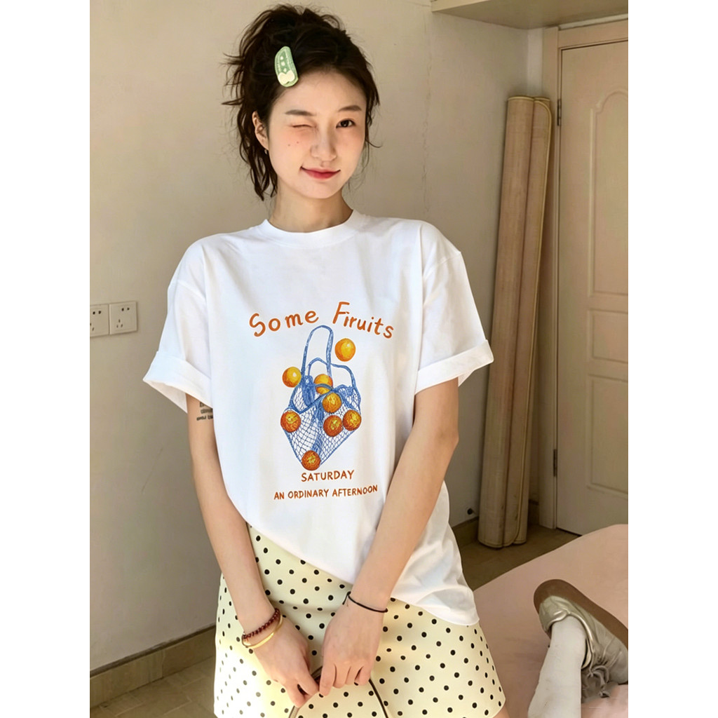 SUXI Áo thun ngắn tay hoạt hình dễ thương mùa hè mới dành cho nữ 260514
