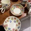 Retro Mục Vụ Gốm Mờ Tươi Hộ Gia Đình Bộ Đồ Ăn Mục Vụ Hình Niche Giá Trị Cao Underglaze Màu Cốc Bát