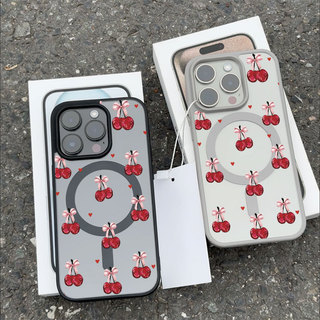 Ốp bảo vệ iPhone họa tiết anh đào sạc từ tính chống trầy xước - iP 7/8/X/XS/11/12/13/14/15/16/17/Plus/Pro/Max/Air