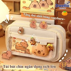 Túi đựng bút Capybara nhiều ngăn, dung tích lớn, kèm quà, chống nước, món quà sinh nhật ý nghĩa cho bé