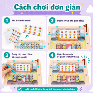 Bộ trò chơi nam châm tư duy – 2 người đối kháng– Rèn nhận biết, logic, vận động tinh – Bút nam châm, tay mắt – Cho bé 3+
