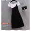 Mùa hè Phong cách mới Thời trang Plus Size Quần áo nữ Fat Sister Slimmer Look Fake Two-Piece Split Dress Tay ngắn