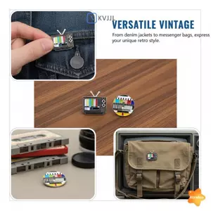 Vintage Truyền Hình Men Pin 80s TV Trâm Cài Không Có Cáp Tín Hiệu Truyền Hình Huy Hiệu Thời Trang Cho Áo Hoodie Bapa Phụ Kiện Mới
