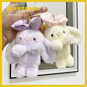 Búp bê đồ chơi sang trọng GUSTAVA, Móc khóa thỏ nơ tinh tế sáng tạo, Móc chìa khóa thỏ mềm dễ thương cấp độ xuất hiện cao
