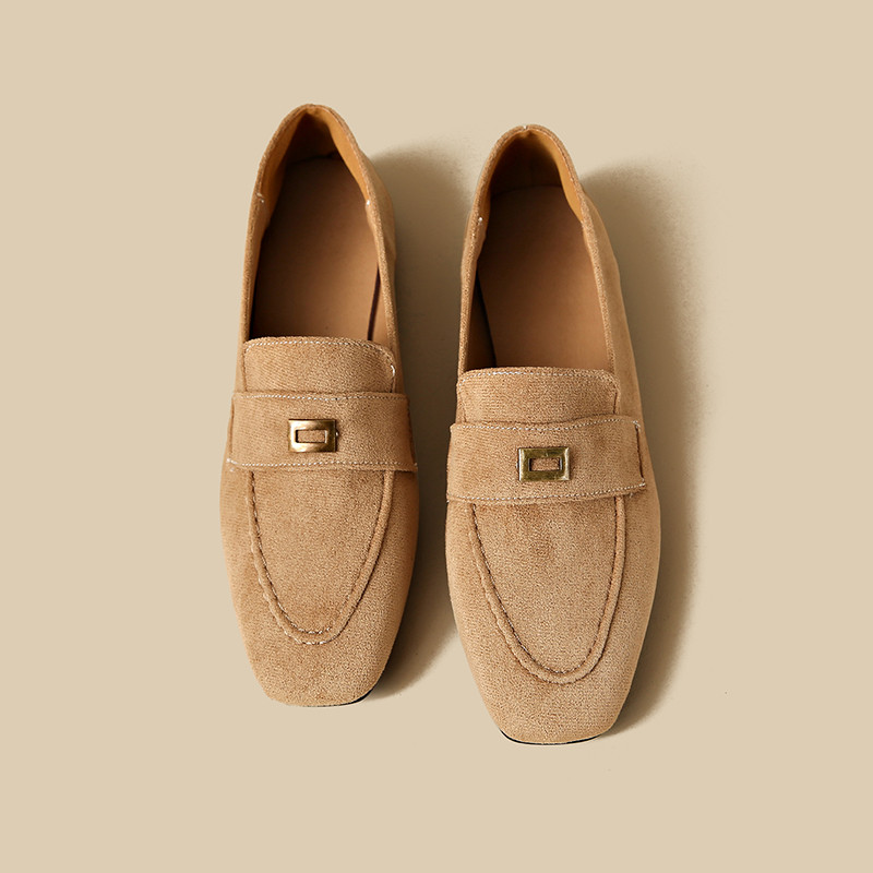 Atikota Nữ Retro Loafers Tối Giản Khóa Kim Loại Trang Trí Đế Đế Mềm Thoải Mái Thường Ngày Đi Lại Giày Nữ