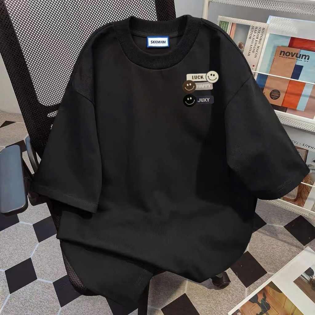 Áo phông cotton unisex nam nữ thoải mái, thiết kế chữ LUCKKY in ngực - quanaounisex94
