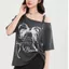 Thời Trang Off-the-Shoulder Nữ Tay Ngắn 2026 Nơ In Hình Cổ t-Sleeve Đính Rời Top Quần Áo Nữ Giao Hàng Ngày 24 tháng 5.19