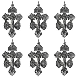 CLKLACEMASK 6 Cái Thánh Giá Công Giáo, Hợp Kim Có Thiết Kế Huy Chương Pardon Crucifix, 1.4 × 2.2 Inch Phần Mân Côi Công Giáo Đa Năng Chất Lượng Cao