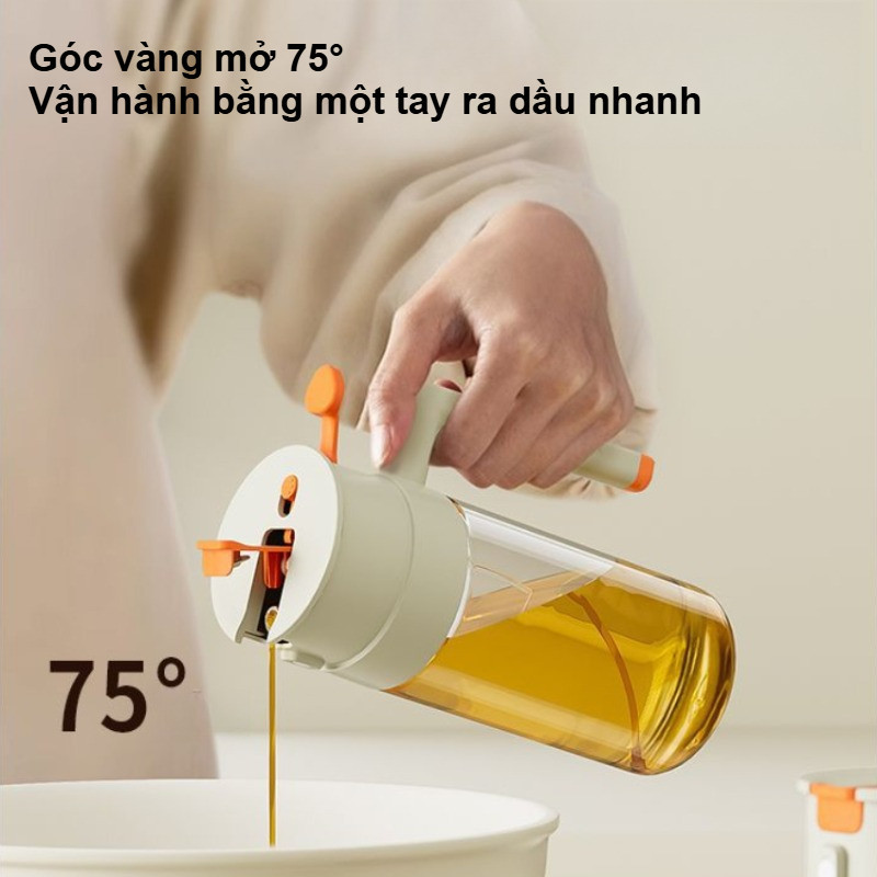 Chai tinh dầu thủy tinh cao cấp, tự động mở, 2 trong 1 vừa xịt vừa rót, chống tràn và chống dính.