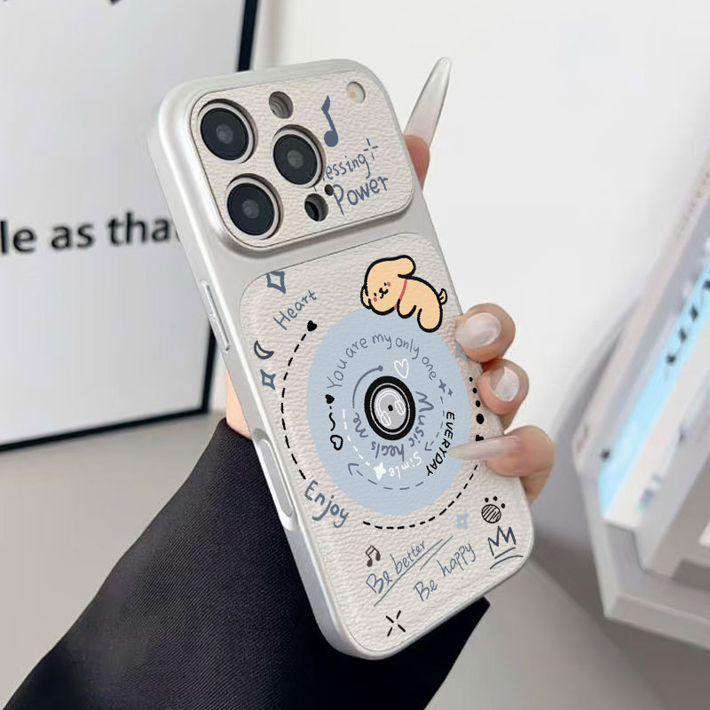 Ốp lưng iPhone họa tiết chó con ghi hình Ốp máy ảnh da mềm cao cấp - iP7/8/X/XS/XR/11/12/13/14/15/16/17/Plus/Air/Pro/Max