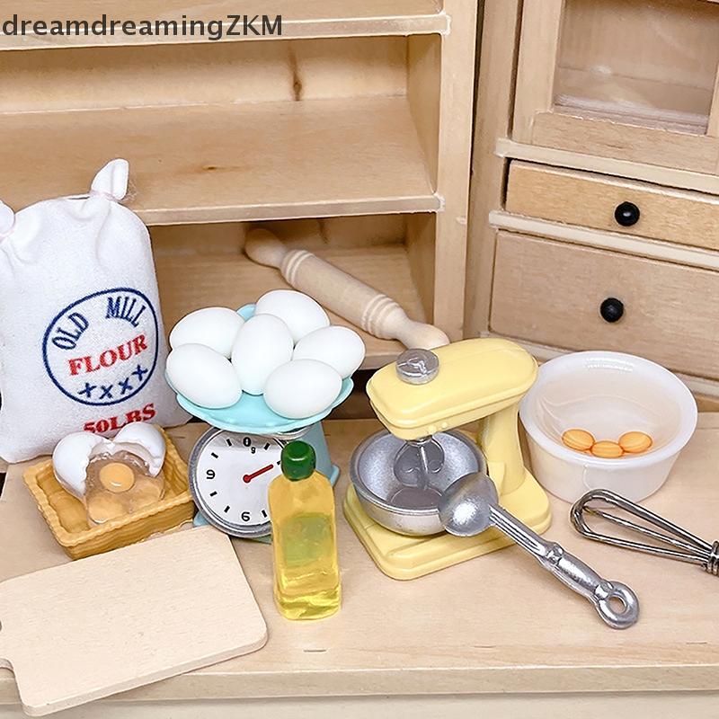 [dreamdreaming] 1 Bộ 1: 12 Nhà Búp Bê Máy Đánh Trứng Bột Thu Nhỏ Cán Pin Cắt Ban Chai Dầu Dụng Cụ Nướng Bánh Mô Hình Trang Trí Nhà Bếp [zkm]
