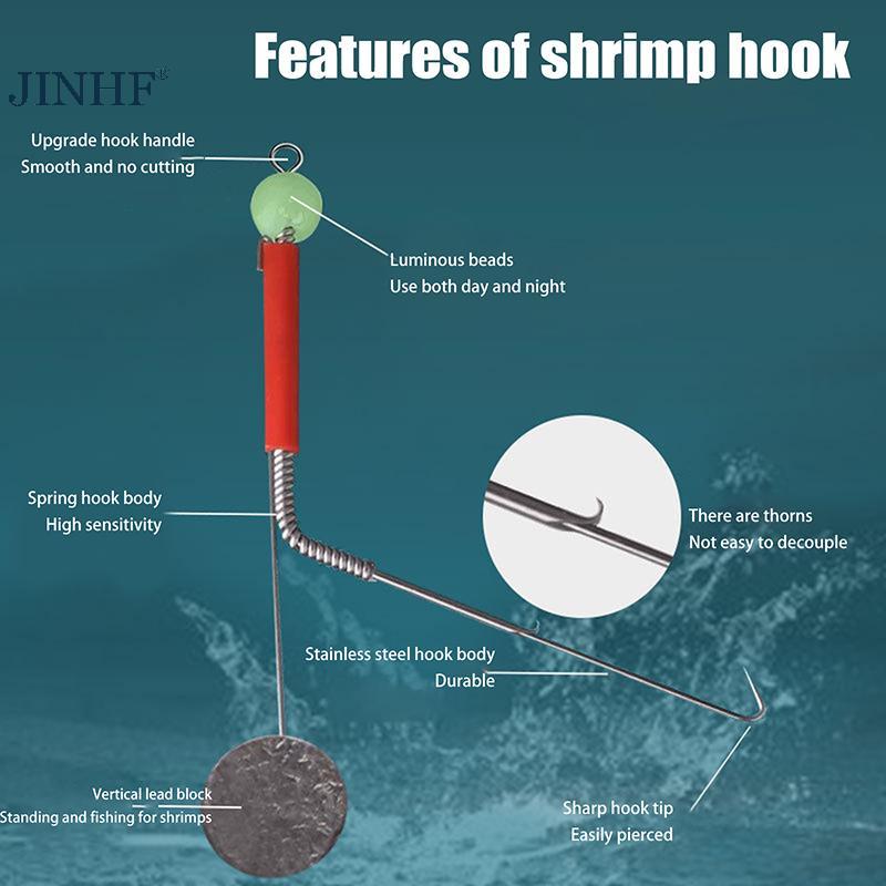 JinHF 10 Chiếc Tôm Móc Thép Không Gỉ - Dụng Cụ Phổ Biến Cho Câu Cá Tôm