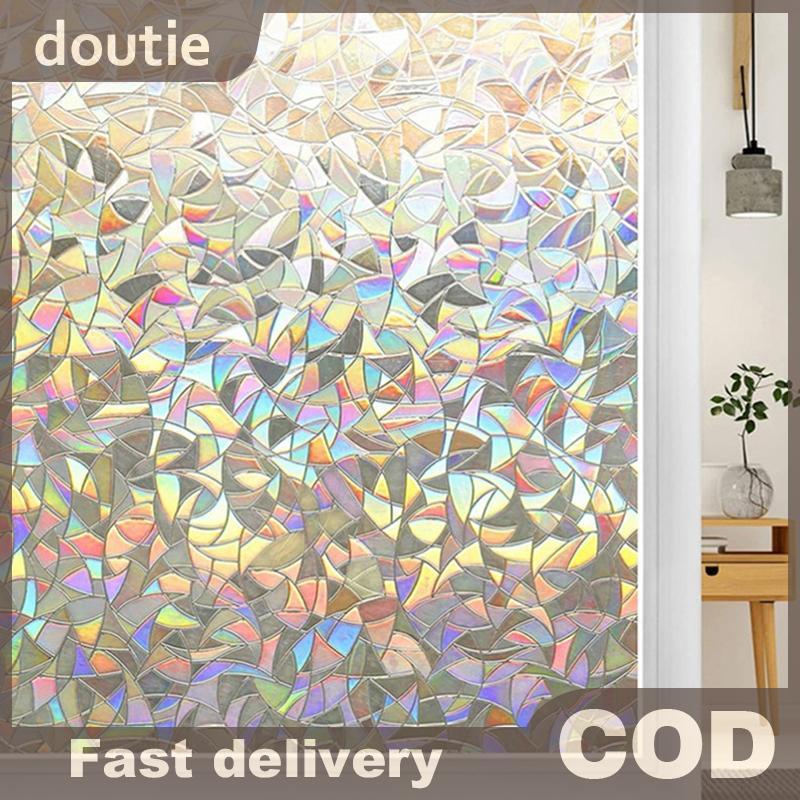 Doutie 3D Hiệu Ứng Cầu Vồng Phim Cửa Sổ Kính Màu Tự Dính Phim Tĩnh Bám Cửa Sổ Dán Nhiệt Chống Tia UV VN