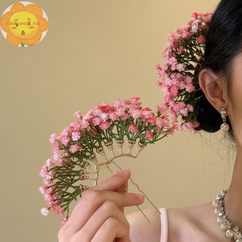 Kẹp Tóc Hình Chữ U Với Hoa Nhân Tạo - Phụ Kiện Tóc Sang Trọng Cho Các Bữa Tiệc