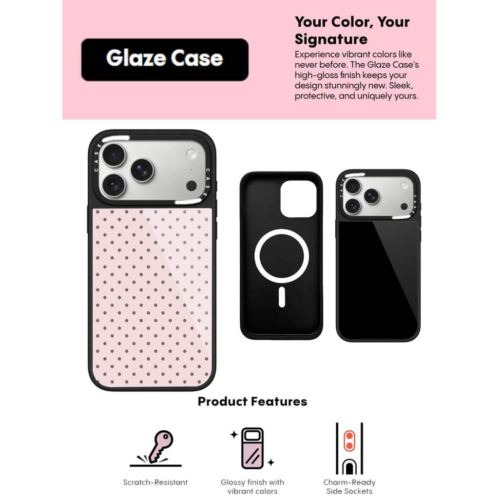 CASECASE X Full Màn Hình Chấm Nhỏ Ốp Lưng Kính Hút Từ Tính Chống Trầy Xước Cho IPhone 17 Air 16 15 14 Pro Max Plus Ốp Lưng Cứng Có Hộp Khắc Logo