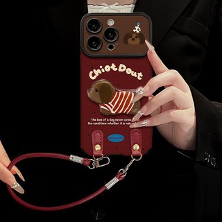 Dây buộc chó con sọc Thích hợp cho vỏ điện thoại Apple 16promax iphone17 Series 15 Silicone Sheep 25.12.11
