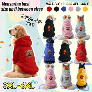 Áo Hoodie cho chó lớn 3XL-9XL, In hình gấu che mặt, kiểu áo chui đầu, Có 6 màu, Vải mềm, thoáng khí, ấm áp, có thể giặt được, Thích hợp cho tất cả các giống chó lớn