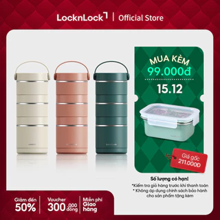 Bộ hộp cơm giữ nhiệt LocknLock Tower Vacuum Lunch Box bằng thép không gỉ có tay xách LHC8058