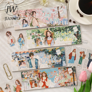JIANWU Sweet Oxygen Nhật Ký Series Nhân Vật Vintage Phong Cảnh Chất Liệu Cắt Dán PET Miếng Dán Sách Sáng Tạo DIY Tạp Chí Văn Phòng Phẩm