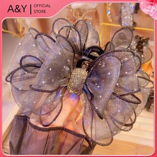 A & Y Lưới Đen Nơ Kim Cương Giả Vuốt Tóc Vintage Thanh Lịch Kẹp Tóc Kẹp Tóc Cho Nữ Phụ Kiện Tóc Thời Trang.