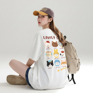 HIIXIIVI 2026 Mùa Hè Cotton Tee Phong Cách Hàn Quốc Nữ Tay Ngắn Thời Trang Unisex Cổ Tròn Rời Plus Kích Thước Áo Thường Ngày