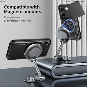 Giáp Trượt Ống Kính Funda Cho Xiaomi POCO X8 Pro Ốp Lưng Xoay Vòng Từ Tính Cho Redmi Turbo 5 5G Ốp Lưng Chân Đế Có Thể Gập Lại Capa