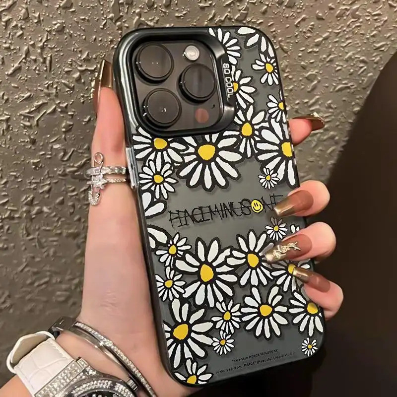 Ốp lưng chống sốc hoa cúc Peaceminusone thiết kế phong cách cá tính độc Bảo Vệ Camera Cấp iPhone 17/16/15/14/13/12/11Max
