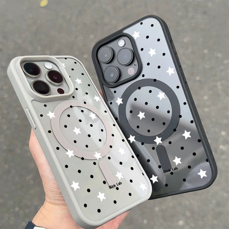 Ốp bảo vệ iPhone họa tiết ngôi sao sạc từ tính chống trầy xước - iP 7/8/X/XS/11/12/13/14/15/16/17/Plus/Pro/Max/Air