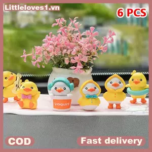 Littleloves1 6 Chiếc Sáng Tạo Hoạt Hình Hình Mini Du Mẫu Trang Trí Dễ Thương Nhỏ Vàng Du Xe Trung Tâm Điều Khiển Đồ Trang Trí Phụ Kiện VN