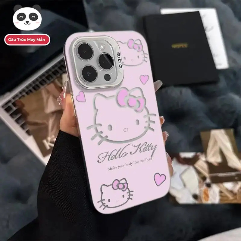 Ốp lưng Kitty hồng nhiều màu, chất liệu da PU bền đẹp chống sốc tốt Bảo Vệ Camera Cấp iPhone 17/16/15/14/13/12/11/X Max