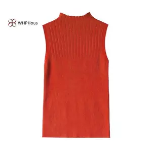< WHPHous-t > Áo len dệt kim nửa rùa cổ điển mùa hè dành cho nữ Áo Vest mỏng không tay màu trơn đẹp