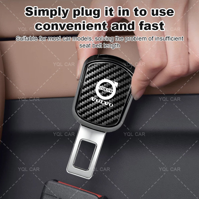 1 / 2 Chiếc Sợi Carbon Dây An Toàn Ô Tô Nối Dài Cắm Dây An Toàn Ô Tô Khóa Dày Cho Volvo XC90 XC70 XC60 V40 V50 V60 S50 S60 S70 S90