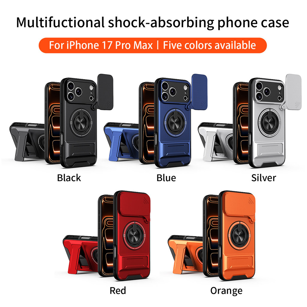 Ốp Điện Thoại Đa Năng Sang Trọng Thích Hợp Cho iPhone 17 Pro Max 16 14 13 12 11 15 Dây 360°Giá đỡ vòng có vỏ máy ảnh Vỏ bảo vệ toàn diện chống sốc
