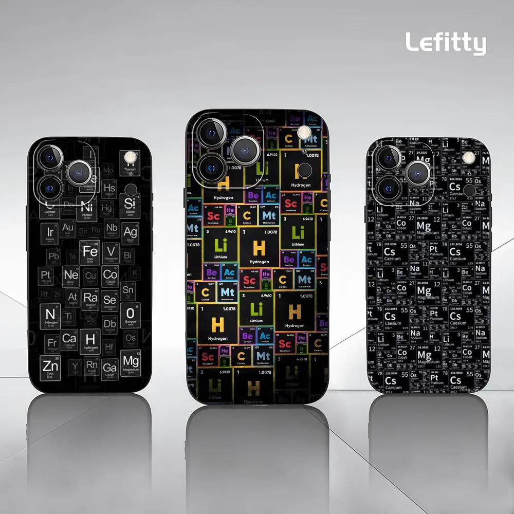 TP-2 Hóa Học Bảng Tuần Hoàn Ốp Lưng Điện Thoại IPhone 17 16 15 14 13 12 11 Pro Max Plus Mini Đen Mờ Vỏ Mềm Funda
