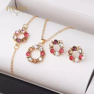 PNPIA- Bộ Bông Tai Ren Nữ Kim Cương Giả Pha Lê Mặt Dây Chuyền Trang Sức Lấp Lánh Cho Quà Tặng Sinh Nhật Thời Trang