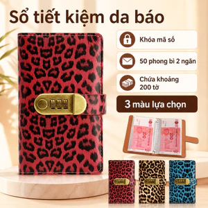 Sổ Tiết Kiệm Họa Tiết Da Báo,PU Mềm,khóa Mã Số,túi Zip đựng Tiền,sổ Quản Lý Chi Tiêu Cá Nhân