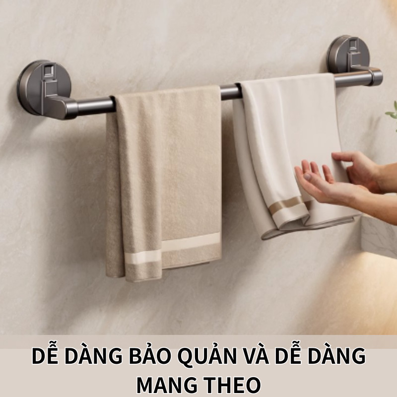 Giá treo khăn nhà tắm bằng cốc hút,30-60CM,hợp kim nhôm chống rỉ,Không Cần Khoan Tường,Lắp đặt Dễ Dàng