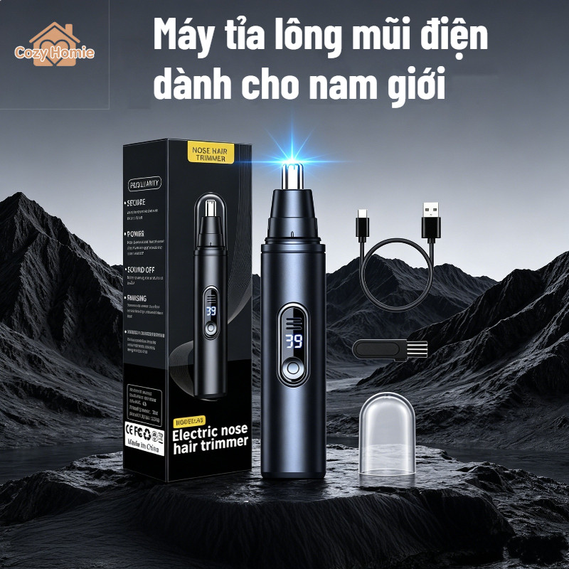 Máy tỉa lông mũi màn hình LED kỹ thuật số, máy tỉa lông mũi điện, giá đỡ máy tỉa lông mũi, giao diện Type-C