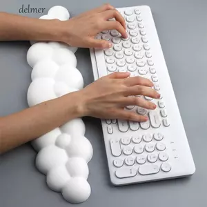 Miếng Lót Chuột DELMER, Bàn Phím Cotton Nhớ Hình Đám Mây, Miếng Lót Cổ Tay, Hữu Ích Màu Trơn Thoải Mái Da PU Tay Gối Dụng Cụ Viết Kiểu