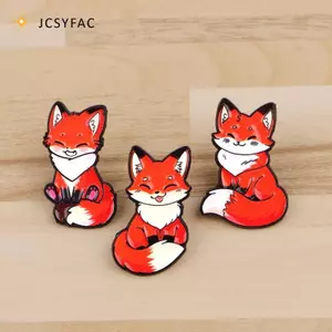 JCSYFAC Dễ Thương Cáo Men Chân Kim Loại Thổ Cẩm Bapa Mũ Túi Cổ Áo Huy Hiệu Bộ Sưu Tập Trang Sức Quà Tặng Mới