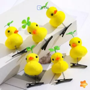 Kawaii 3D Little Yellow Du Kẹp Tóc Hoạt Hình Vui Nhộn Du Kẹp Tóc Cho Bé Gái Trẻ Em Mũ Dễ Thương Phụ Kiện Tóc Mới