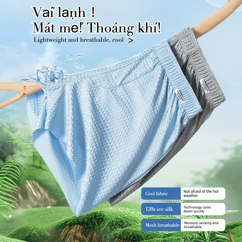 KINGDAFA Vải Lạnh Nam Quần Lót Boxer, Thoáng Khí Lưới Thoáng Khí Rời Boxer Quần Short Cho Nam, Màu Trơn Thiết Kế Cơ Bản