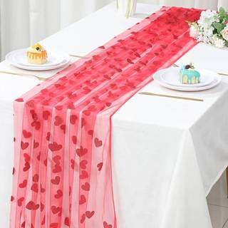 [SpringSAutumnW1] Khăn trải bàn lưới hình trái tim Tiệc cưới màu đỏ Lớp phủ bàn Trang trí thanh lịch và bền bỉ cho các sự kiện Boutique