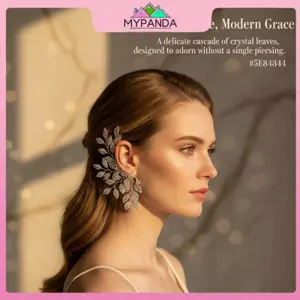 MYPANDA Thời Trang Retro Vòng Đeo Tai Với Lá Pha Lê Tinh Tế Tuyên Bố Trang Sức Cho Nữ Chụp Ảnh.