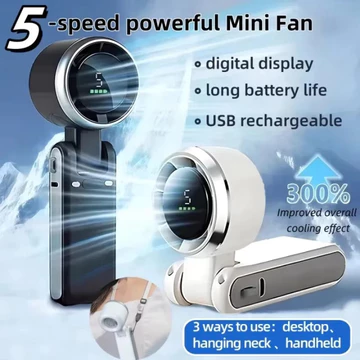 Quạt Turbo cầm tay mini cầm tay cầm tay Màn hình LED Quạt tốc độ cao mini, Quạt để bàn sạc làm mát ngoài trời