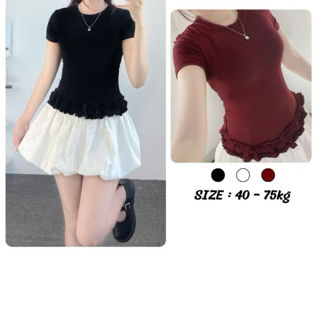 Áo Thun Nữ Gấu Bèo , Áo Cổ Tròn Cộc Tay Viền Bèo Thun Cotton Mịn Mát BigSize M2257 - SamHi Closet