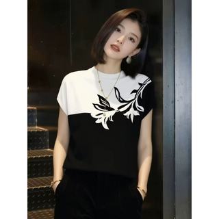 Dệt Kim Nữ Tay Ngắn Nữ Mỏng Đen Tính Khí Thời Trang Phù Hợp Với Phiên Bản Hàn Quốc Đi Lại Đơn Giản Đẹp Áo Thun 2