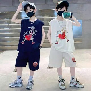 Bộ đồ bộ 3 lỗ SAKU cho bé trai 17-45kg, vải mềm mịn, thấm hút mồ hôi, thời trang thể thao cho trẻ.