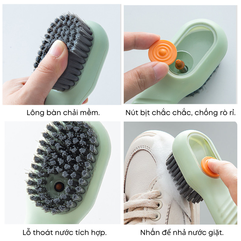 Bàn Chải Đánh Giày Đa Năng Nhả Phun Nước Giặt – Lông Mềm Không Làm Hỏng Giày, Giặt Đồ Tiện Lợi, Có Móc Treo | 355