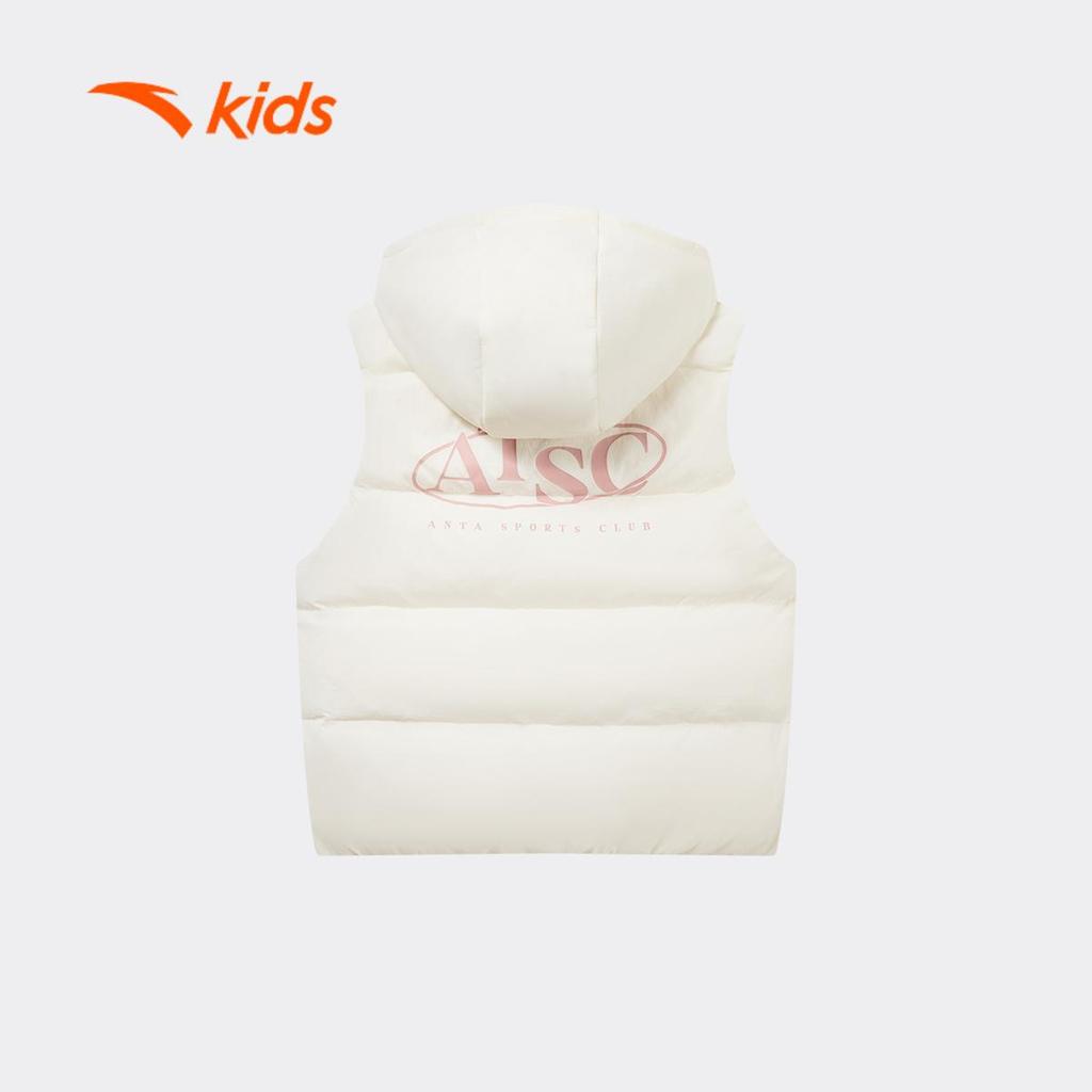 ANTA Kids Áo Gile Lông Vũ Bé Gái 3625D1908. Giữ Ấm, Siêu Nhẹ, Có Mũ, Chống Gió, Phong Cách Thể Thao, Thoải Mái Vận Động